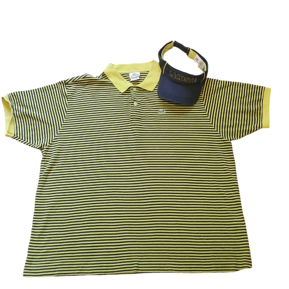 Lacoste Lime Green & Navy Vintage Polo and Visor Men's 4XL